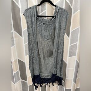 Cato Gray and Navy Knit Vest